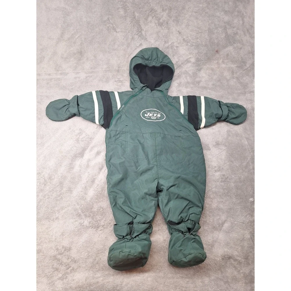 NFL New York Jets Infant Snowsuit Green Fleece Lined Bunting Mittens‎ Booties